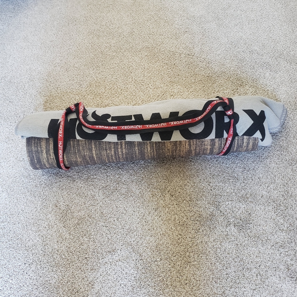 Hotworx mat, sling strap, yoga towel